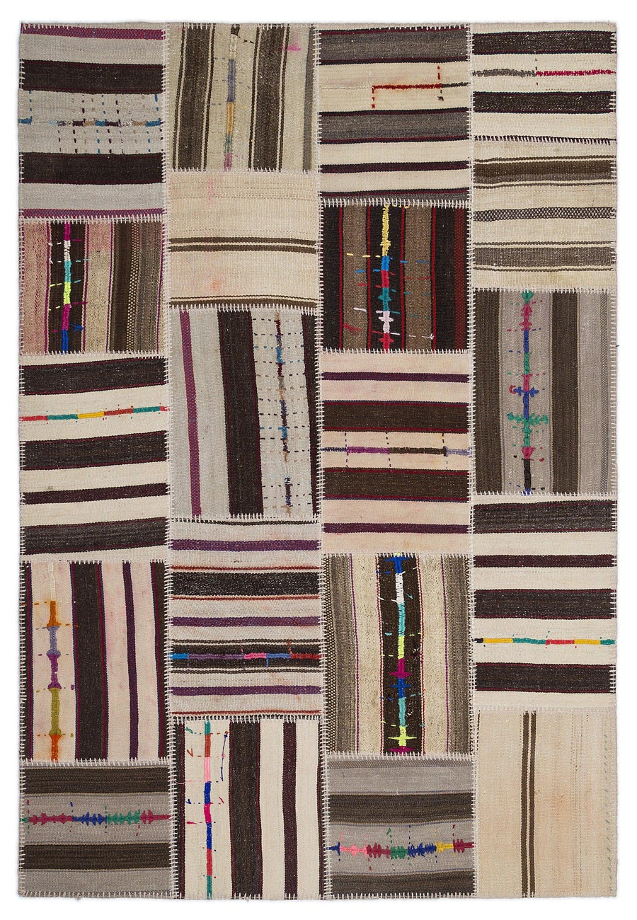 Gri Anadolu Bohem Geometrik Yün Halı 160x230 - Özel Seri