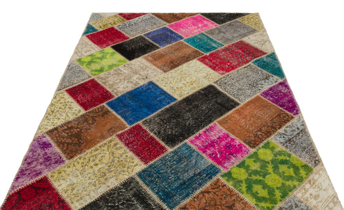 Iskece Bej Patchwork Yün El Dokuma Halısı 160 x 230 Apex Unique