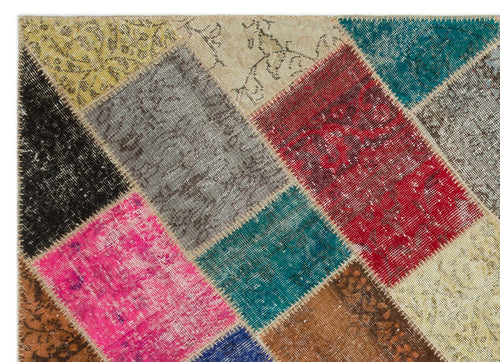 Iskece Bej Patchwork Yün El Dokuma Halısı 160 x 230 Apex Unique