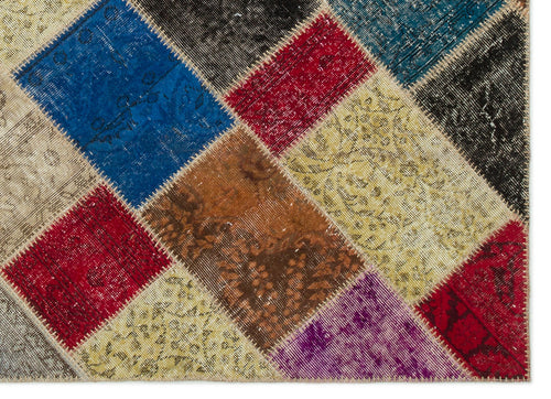 Iskece Bej Patchwork Yün El Dokuma Halısı 160 x 230 Apex Unique