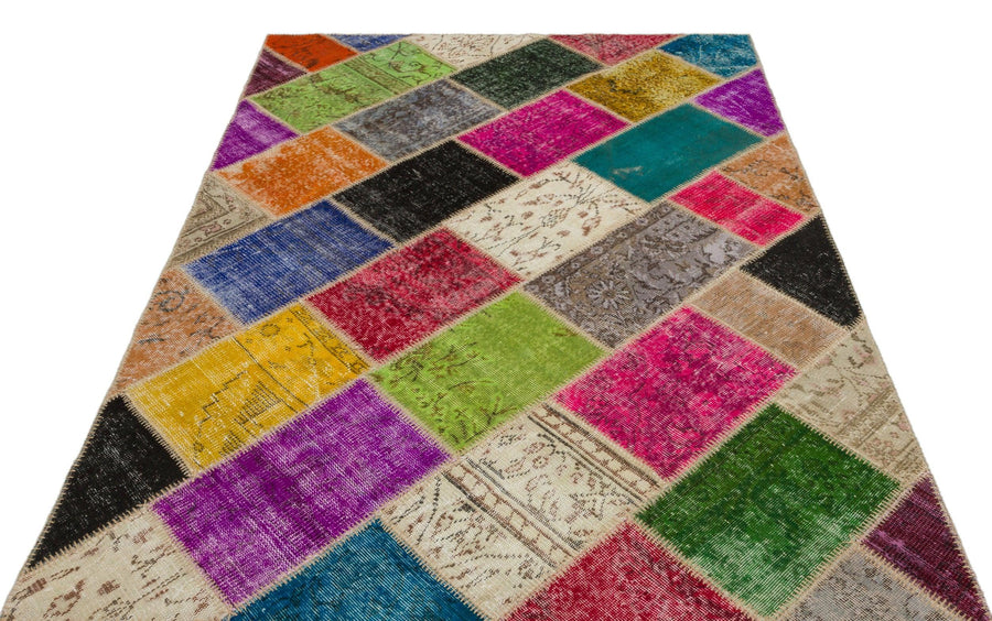 Bej Anadolu Eskitme Geometrik Yün Halı 160x230 - Özel Seri