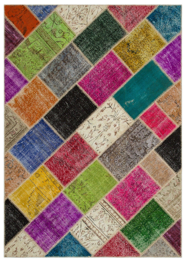 Bej Anadolu Eskitme Geometrik Yün Halı 160x230 - Özel Seri