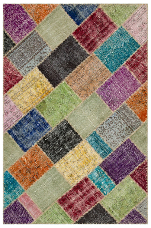 Iskece Bej Patchwork Yün El Dokuma Halısı 160 x 230 Apex Unique