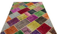 Colorful Geometric Hand-Knotted Wool Area Rug 160x230 cm (5'3" x 7'7")