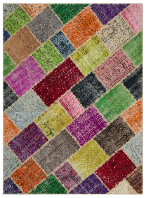 Iskece Bej Patchwork Yün El Dokuma Halısı 160 x 230 Apex Unique