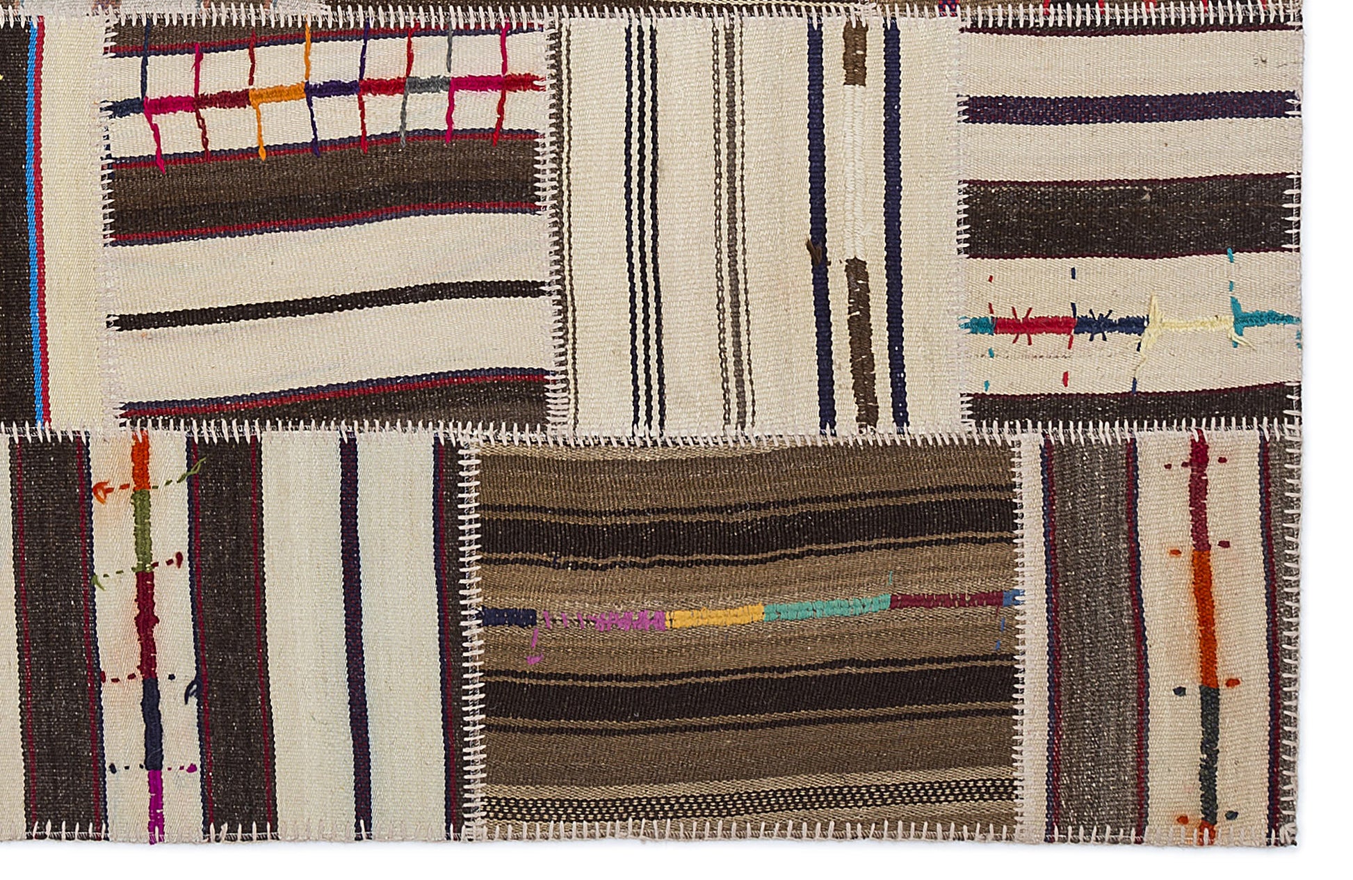 Teselya Bej Çizgili Yün El Dokuma Halısı 160 x 230 Apex Unique