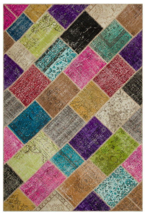 Iskece Bej Patchwork Yün El Dokuma Halısı 160 x 230 Apex Unique