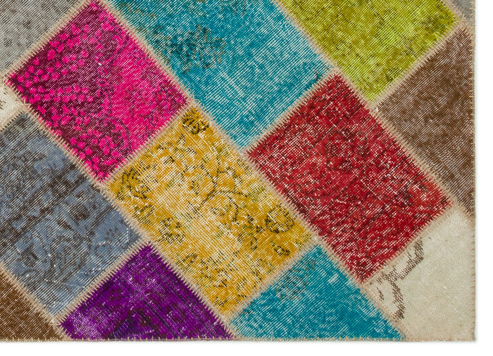 Iskece Bej Patchwork Yün El Dokuma Halısı 160 x 230 Apex Unique
