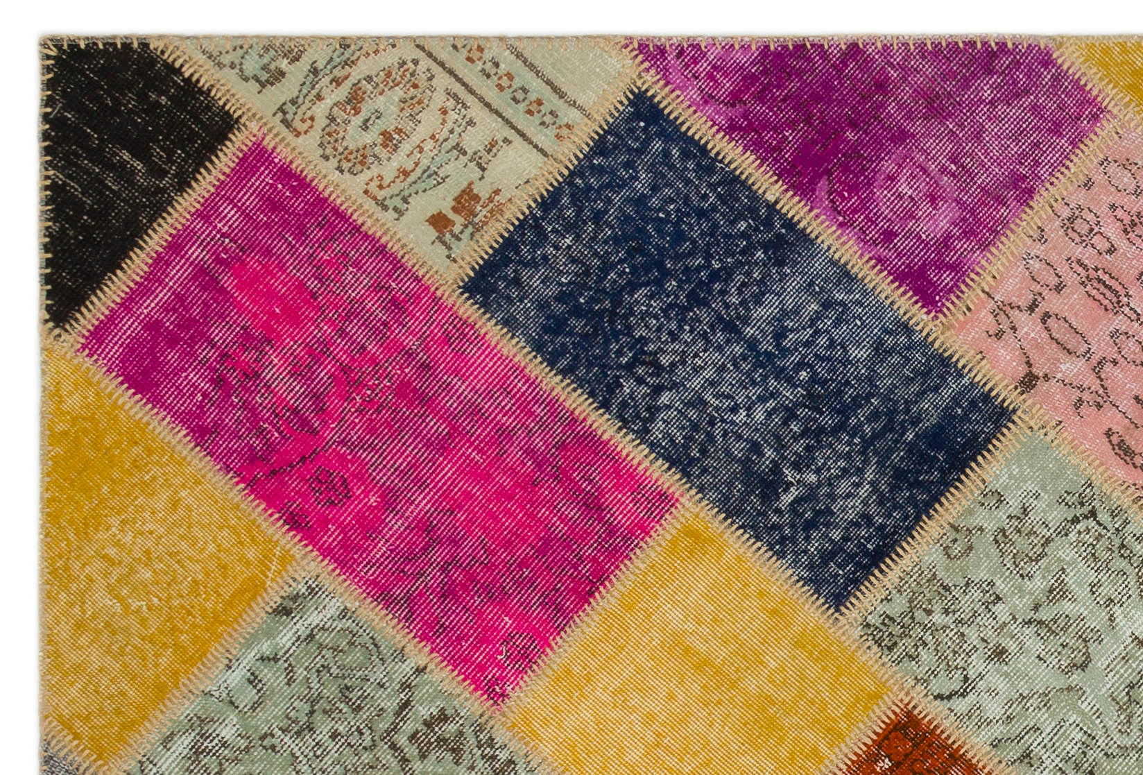 Iskece Bej Patchwork Yün El Dokuma Halısı 160 x 230 Apex Unique