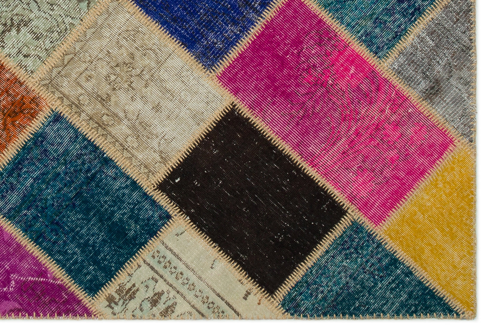 Iskece Bej Patchwork Yün El Dokuma Halısı 160 x 230 Apex Unique
