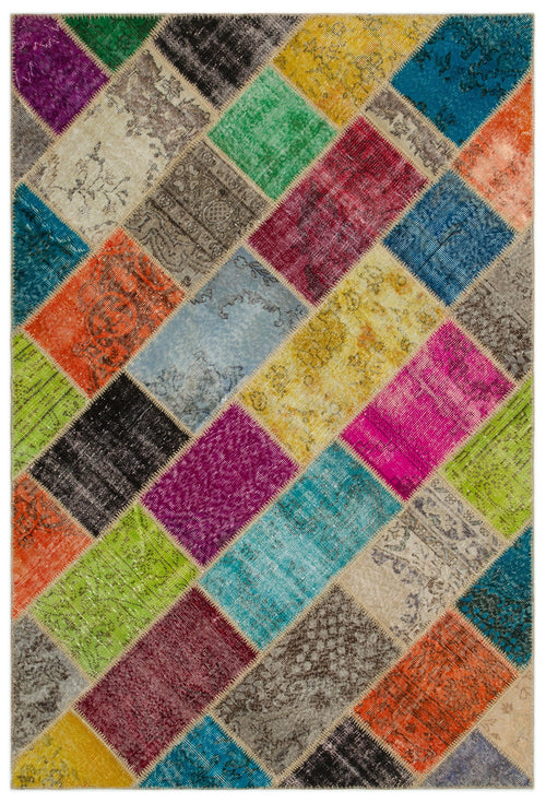 Iskece Bej Patchwork Yün El Dokuma Halısı 160 x 230 Apex Unique