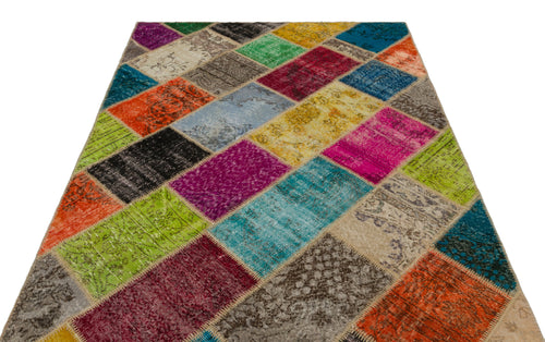 Iskece Bej Patchwork Yün El Dokuma Halısı 160 x 230 Apex Unique