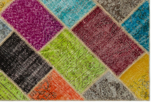 Iskece Bej Patchwork Yün El Dokuma Halısı 160 x 230 Apex Unique