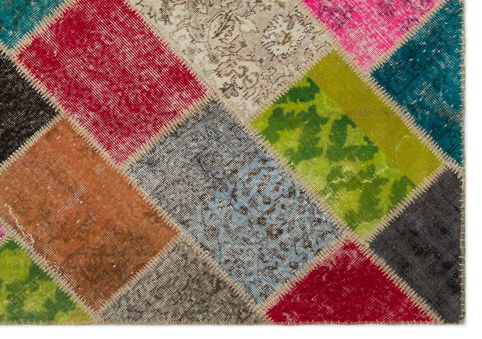 Iskece Bej Patchwork Yün El Dokuma Halısı 160 x 230 Apex Unique
