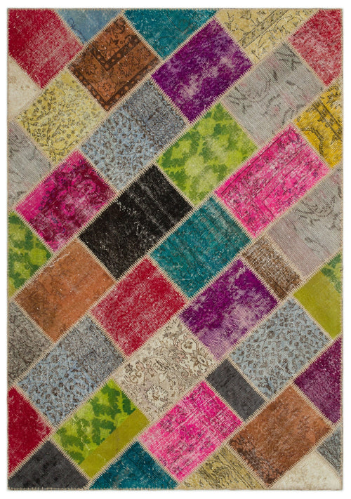 Iskece Bej Patchwork Yün El Dokuma Halısı 160 x 230 Apex Unique