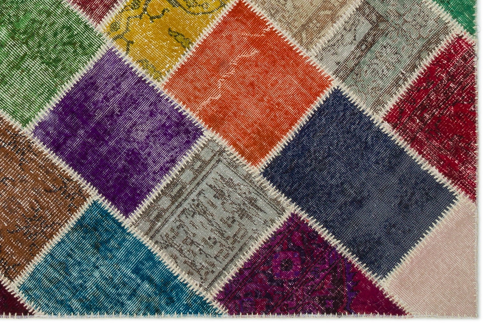 Iskece Bej Patchwork Yün El Dokuma Halısı 160 x 230 Apex Unique