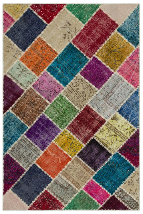 Iskece Bej Patchwork Yün El Dokuma Halısı 160 x 230 Apex Unique