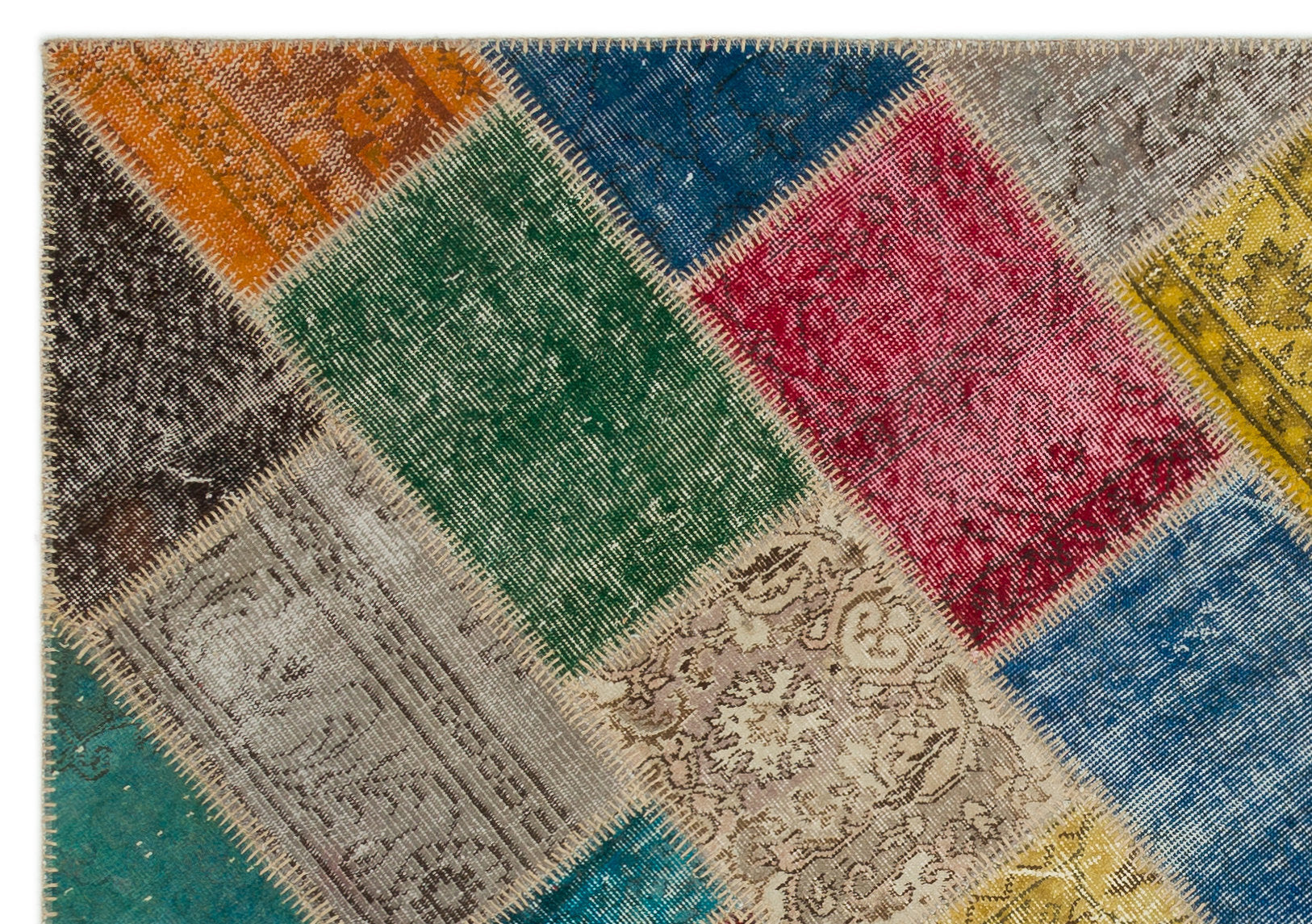Iskece Bej Patchwork Yün El Dokuma Halısı 160 x 230 Apex Unique