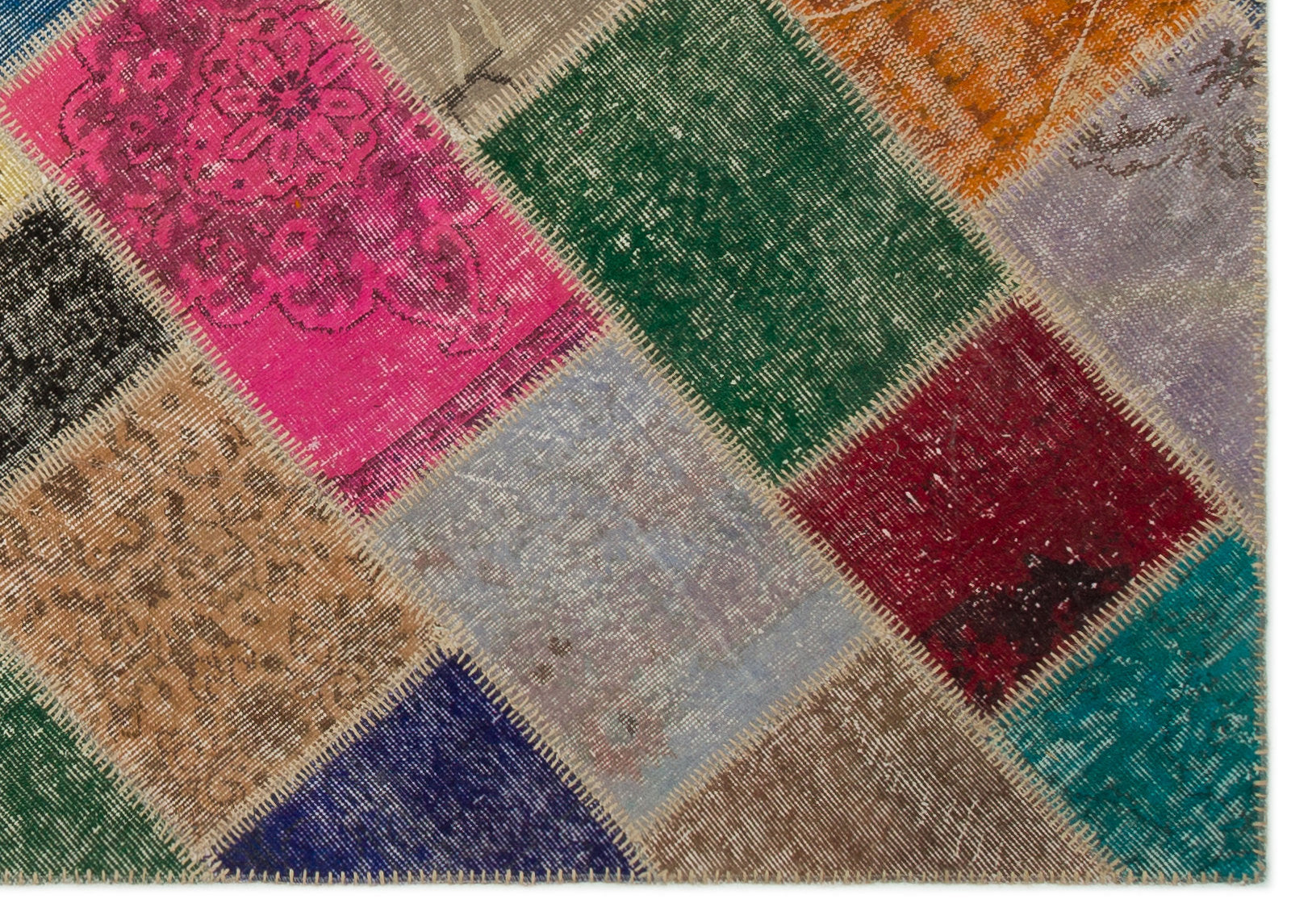 Iskece Bej Patchwork Yün El Dokuma Halısı 160 x 230 Apex Unique