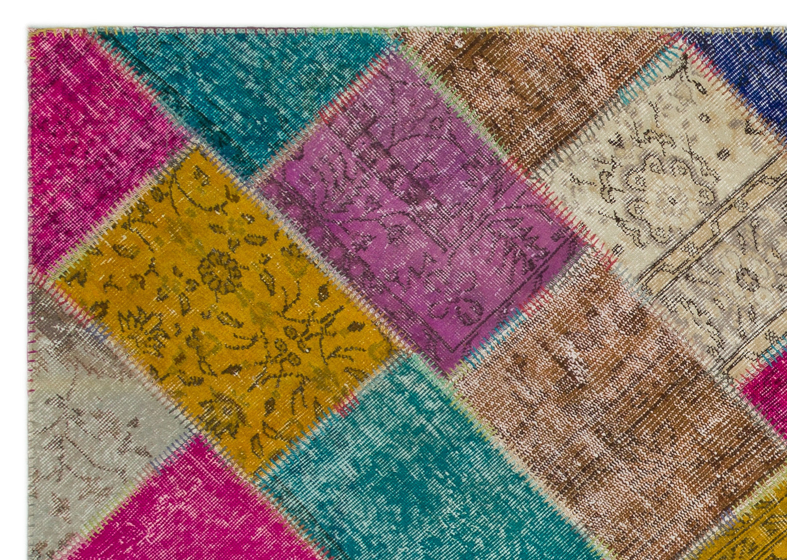 Iskece Bej Patchwork Yün El Dokuma Halısı 160 x 230 Apex Unique