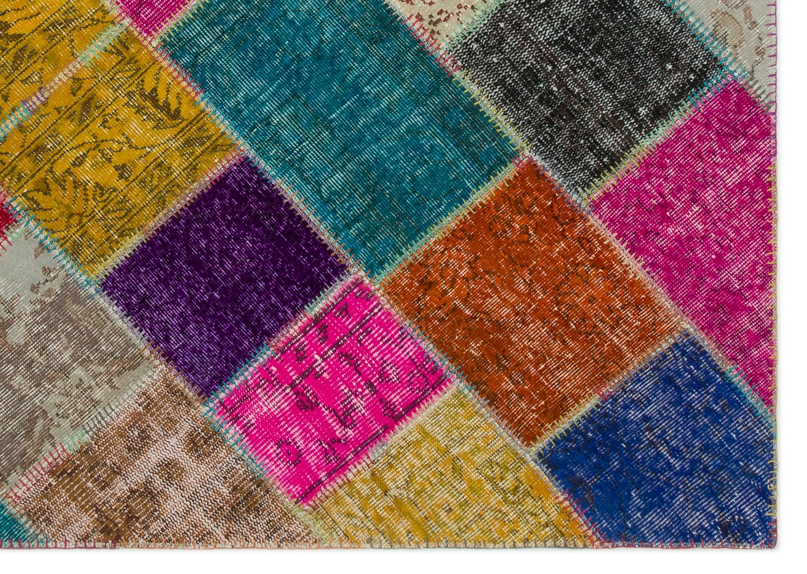 Iskece Bej Patchwork Yün El Dokuma Halısı 160 x 230 Apex Unique