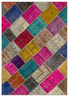 Iskece Bej Patchwork Yün El Dokuma Halısı 160 x 230 Apex Unique