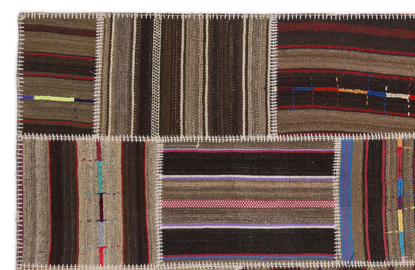 Bej Siyah Anadolu Bohem Geometrik Yün Halı 160x230 - Özel Seri