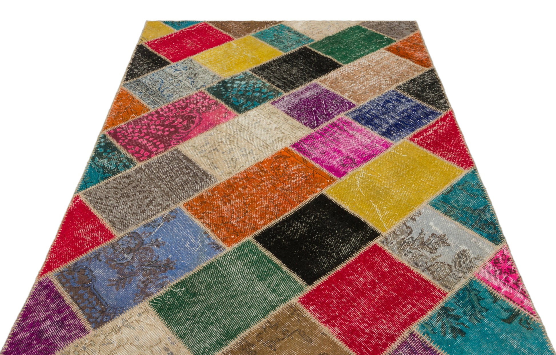 Iskece Bej Patchwork Yün El Dokuma Halısı 160 x 230 Apex Unique