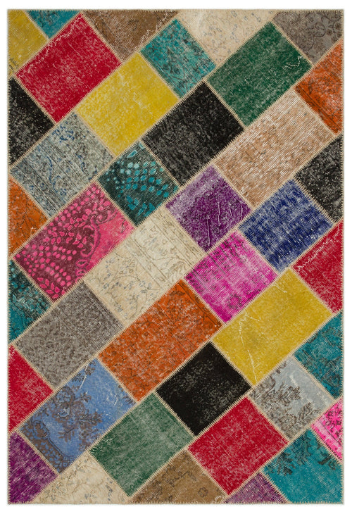 Iskece Bej Patchwork Yün El Dokuma Halısı 160 x 230 Apex Unique