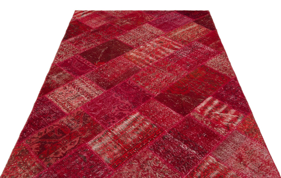 Kırmızı Anadolu Eskitme Geometrik Yün Halı 160x230 - Özel Seri