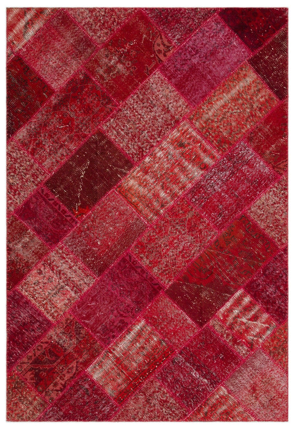 Kırmızı Anadolu Eskitme Geometrik Yün Halı 160x230 - Özel Seri
