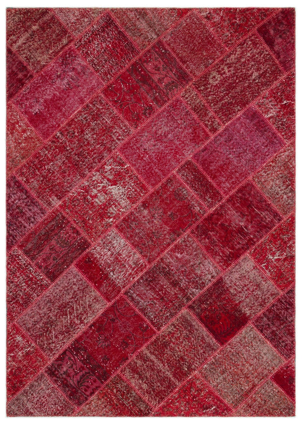 Kırmızı Anadolu Eskitme Geometrik Yün Halı 160x230 - Özel Seri