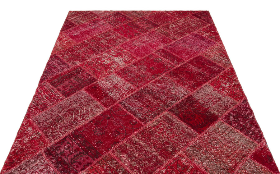 Kırmızı Anadolu Eskitme Geometrik Yün Halı 160x230 - Özel Seri