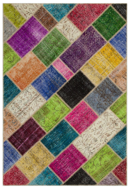 Iskece Bej Patchwork Yün El Dokuma Halısı 160 x 230 Apex Unique