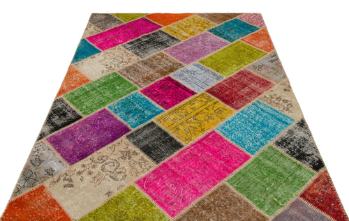 Iskece Bej Patchwork Yün El Dokuma Halısı 160 x 230 Apex Unique