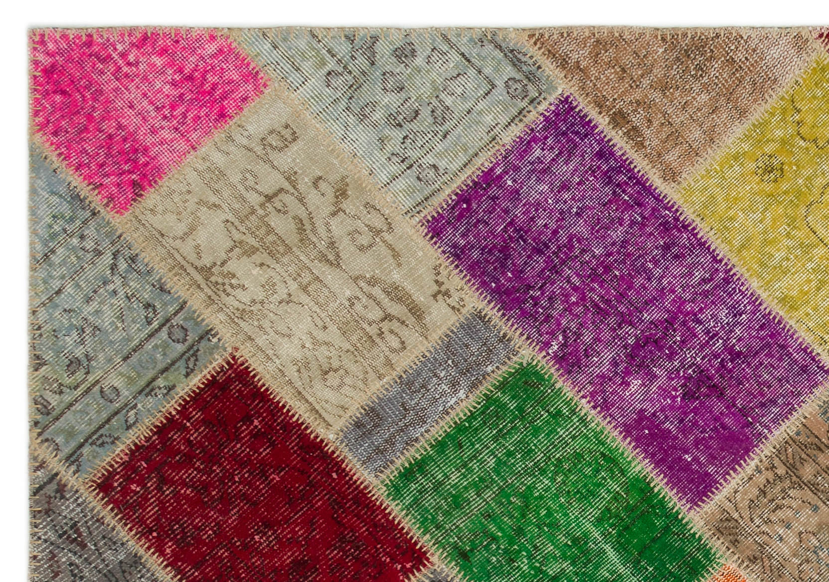 Iskece Bej Patchwork Yün El Dokuma Halısı 160 x 230 Apex Unique