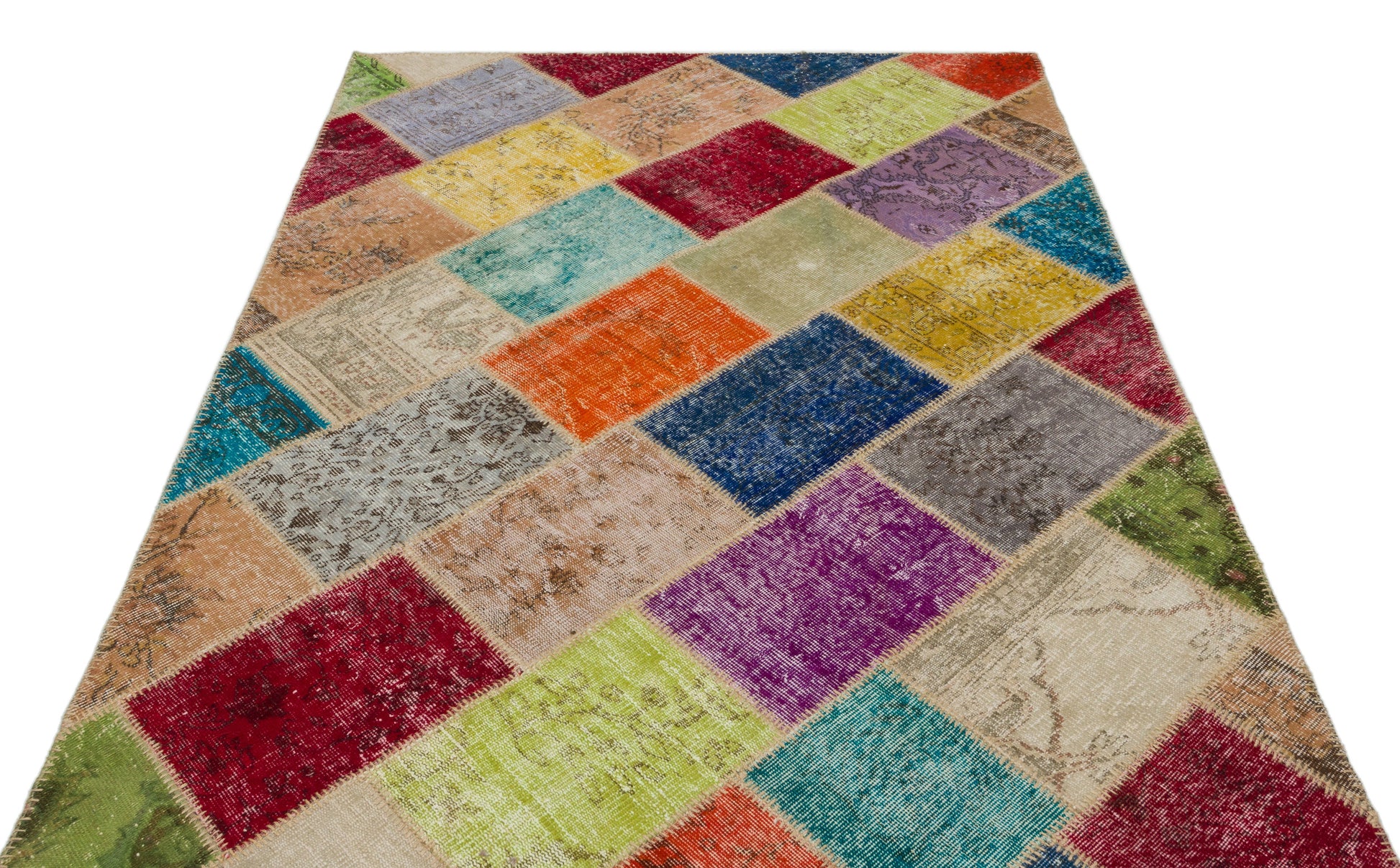 Iskece Bej Patchwork Yün El Dokuma Halısı 160 x 230 Apex Unique