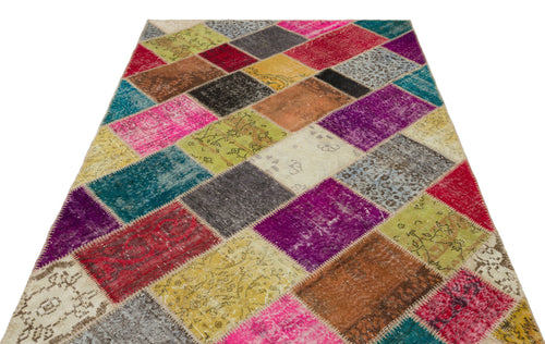 Iskece Bej Patchwork Yün El Dokuma Halısı 160 x 230 Apex Unique