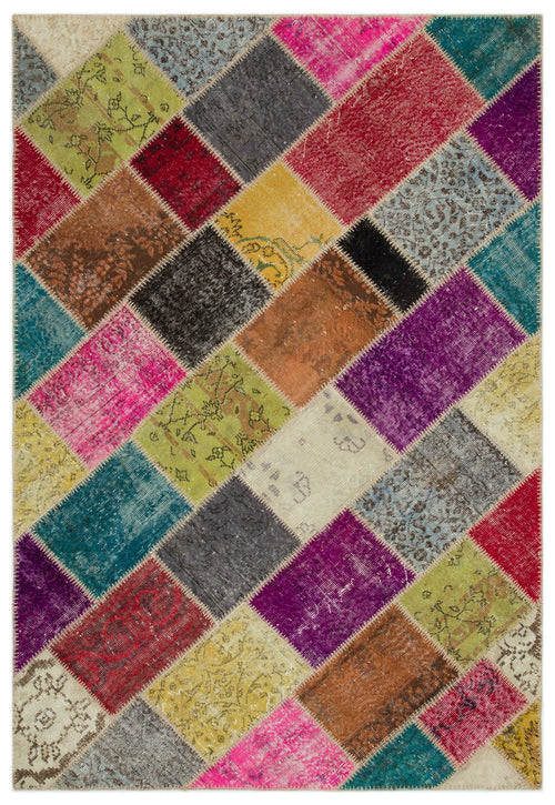 Iskece Bej Patchwork Yün El Dokuma Halısı 160 x 230 Apex Unique