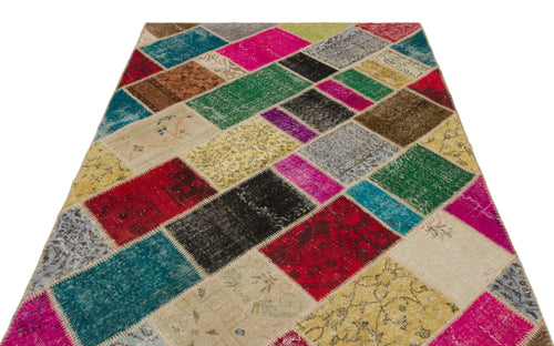 Iskece Bej Patchwork Yün El Dokuma Halısı 160 x 230 Apex Unique