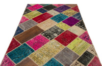 Pink & Multicolor Geometric Turkish Wool Rug 160x230 cm (5'3" x 7'7")