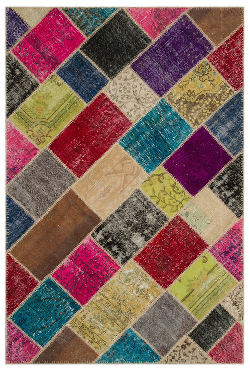 Iskece Bej Patchwork Yün El Dokuma Halısı 160 x 230 Apex Unique