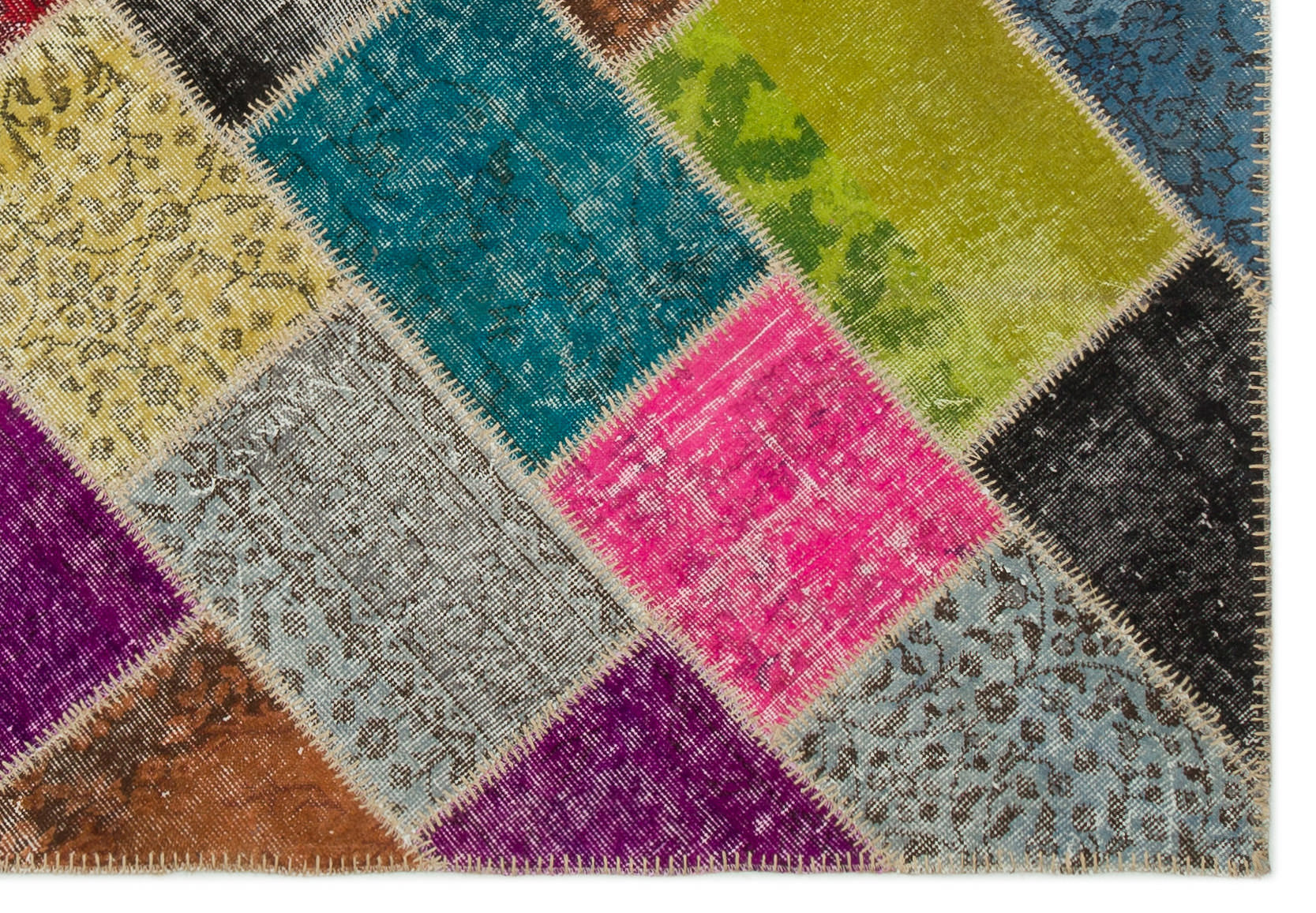 Iskece Bej Patchwork Yün El Dokuma Halısı 160 x 230 Apex Unique