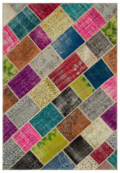 Iskece Bej Patchwork Yün El Dokuma Halısı 160 x 230 Apex Unique