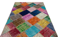 Geometrik Desenli Eskitme Çok Renkli El Dokuma Halı Yün 160x230 cm 22087