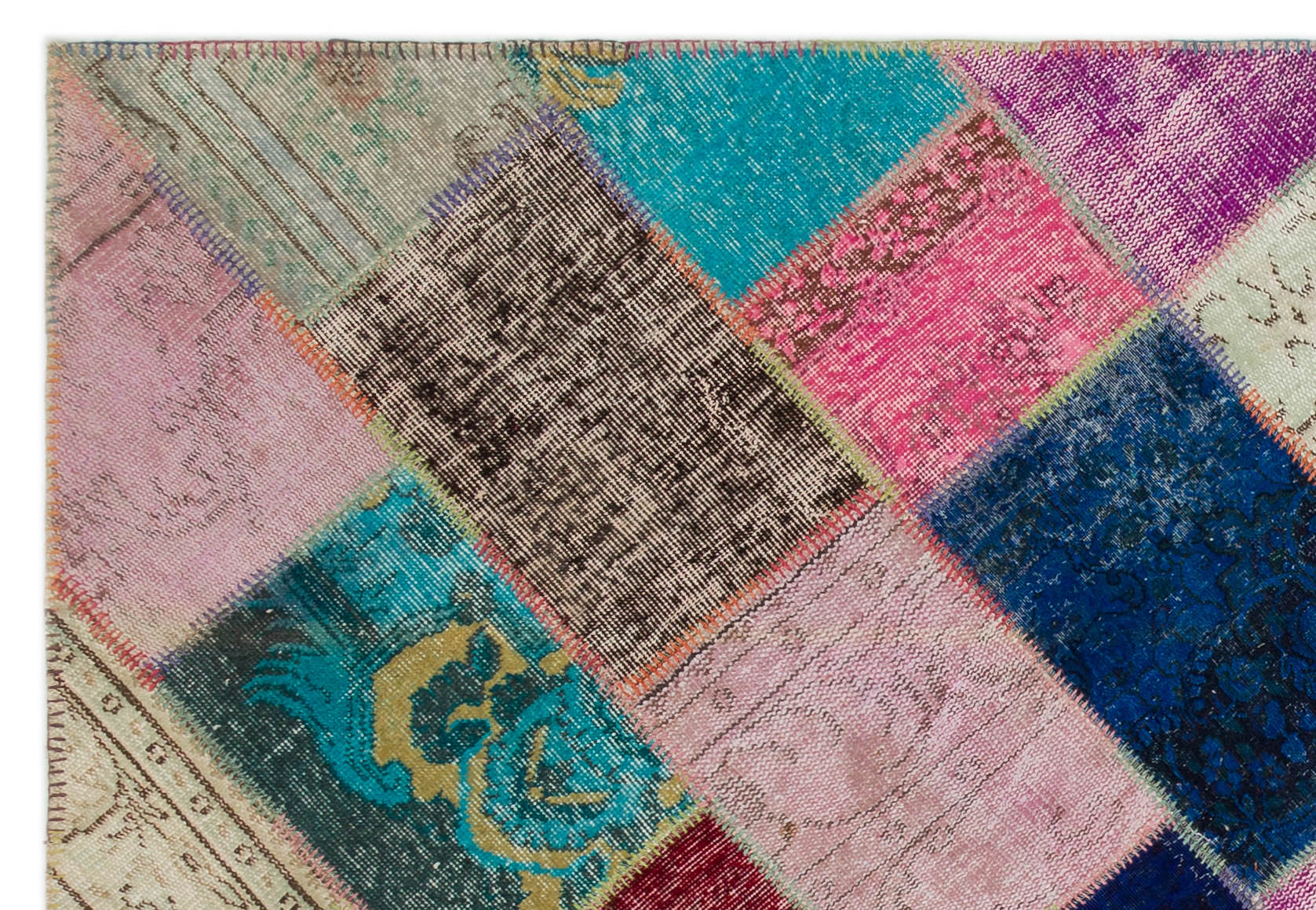 Iskece Bej Patchwork Yün El Dokuma Halısı 160 x 230 Apex Unique