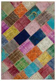 Iskece Bej Patchwork Yün El Dokuma Halısı 160 x 230 Apex Unique