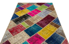 Iskece Bej Patchwork Yün El Dokuma Halısı 160 x 230 Apex Unique