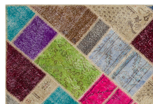 Iskece Bej Patchwork Yün El Dokuma Halısı 160 x 230 Apex Unique