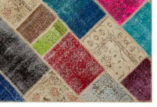 Iskece Bej Patchwork Yün El Dokuma Halısı 160 x 230 Apex Unique